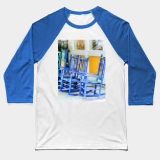 Row of Blue Rocking Chairs Baseball T-Shirt